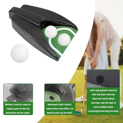 Golf Putting Combo: Automatic Ball Return Machine & Two-Way Putter Set with Practice Balls - Indoor/Outdoor Use for Men, Women, Kids