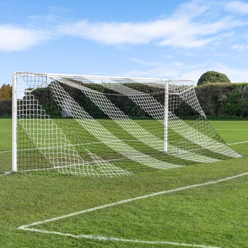 Forza White & Black Striped Soccer Goal Net - 24ft x 8ft Full Size Replacement Soccer Nets
