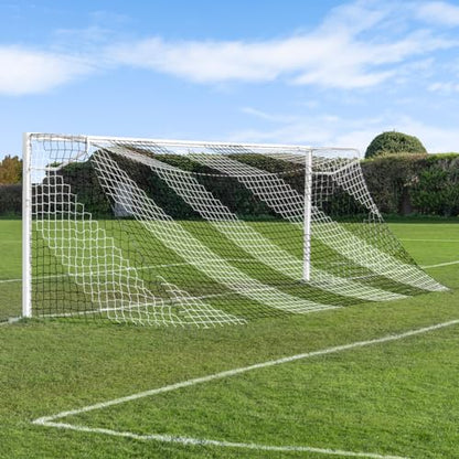 Forza White & Black Striped Soccer Goal Net - 24ft x 8ft Full Size Replacement Soccer Nets