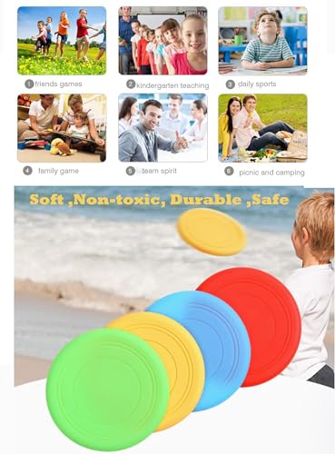 Kids Flying Disc Toy Outdoor Playing Lawn Game Disk Flyer for Kindergarten Teaching Soft Silicone Colorful 6 Pack Bulk Set