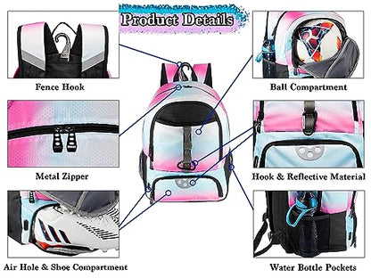 Youth Soccer Bag, Soccer Backpack for Football Volleyball Basketball, Backpack with Ball Compartment and Ball Holder - color: Royal Blue