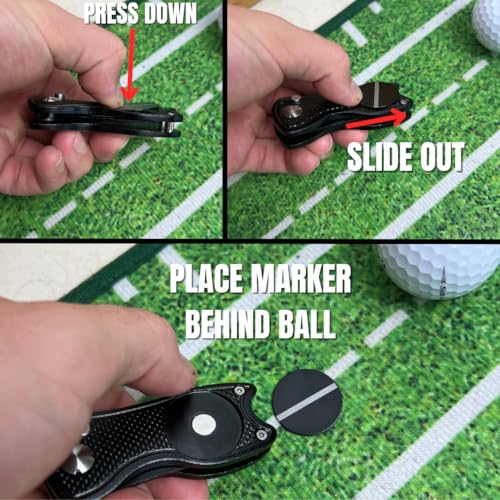 Against The Grain 5-in-1 Black Metal Golf Divot Tool with Magnetic Ball Marker, Includes Divot Repair Tool & Ball Marker - style: 2 Pack