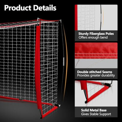 SHANTRA Soccer Goal, 12x6FT Easy Setup Soccer Goals for Backyard with Metal Base, Portable Soccer Net for Teens/Adults, Large Equipment for Training, Soccer Goal for Practice with Carry Bag