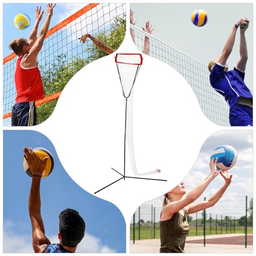 Volleyball Training Net, Adjustable Practice Net System with 88-130 Inch Height Range, Portable Volleyball Trainer for Backyard Beach Court, Professional Equipment for Serving Spiking Drills (Red)