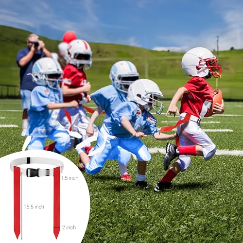 Flag Football Belts, Set of Flag Football Flags for Kids Adults, and Youth, Adjustable Flag Football Set 14 Players - color: White and Red