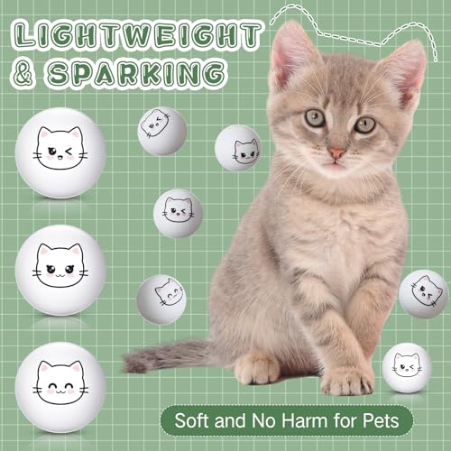 Soulchen 24 Pcs Cat Table Tennis Balls Novelty Face Cute Table Tennis Balls Bouncy Cats Toys for All Golfers Birthday Gift Outdoor Practice Pet Toys