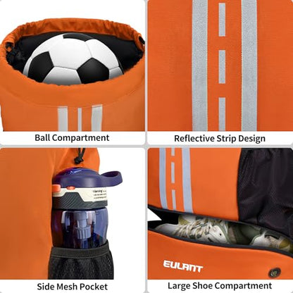 EULANT Soccer Backpack with Shoes Compartment, Waterproof Drawstring Bag for Sport Gym Swim Yoga Travel Football Volleyball