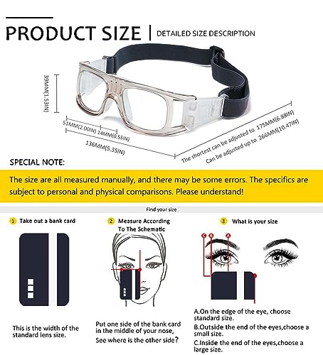 SHEEN KELLY Professional Sports Goggles Adult Protective Safety Goggles Basketball Glasses for Men with Adjustable - color: 02-grey