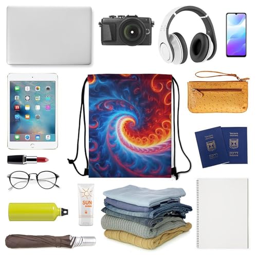 Water Resistant Drawstring Backpack Gym String Bag with Compartment for Yoga Swimming Beach Sports Unisex, Trippy Tie Dye Bags - color: Picture (1019)