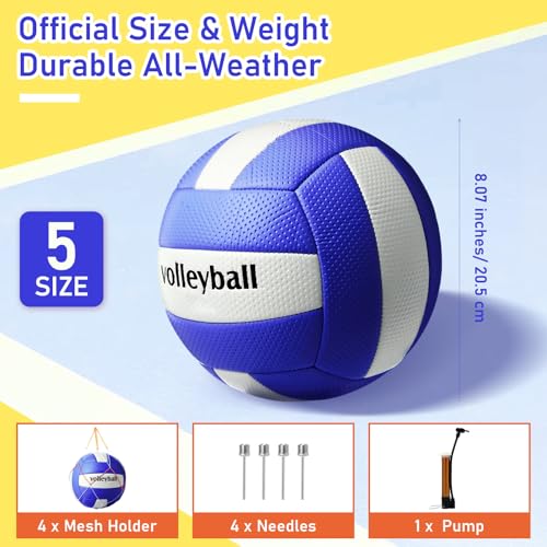 Soulchen 4 Pack Volleyball Official Size 5 Soft Official Volleyballs Kits with Pump Needles Mesh Bag Beginners Training Equipment Volleyball for Outdoor Gym Backyard Park Beach to Play Games