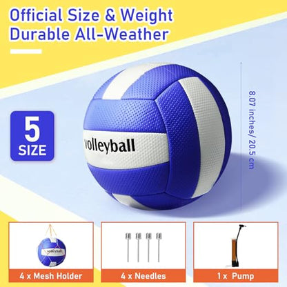 Soulchen 4 Pack Volleyball Official Size 5 Soft Official Volleyballs Kits with Pump Needles Mesh Bag Beginners Training Equipment Volleyball for Outdoor Gym Backyard Park Beach to Play Games