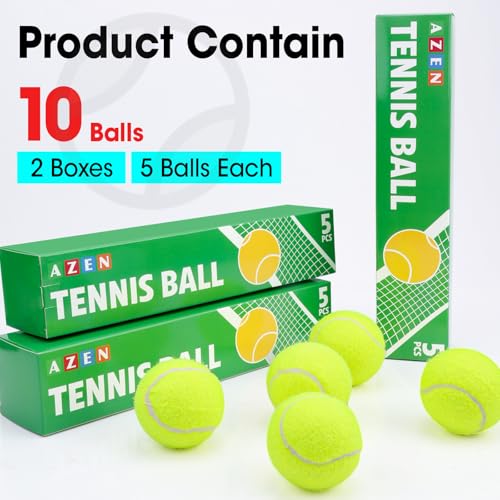 AZEN 10 Pack Tennis Balls, Premium Pressurized Tennis Balls Bulk for Dogs, Good for Beginners to Practice