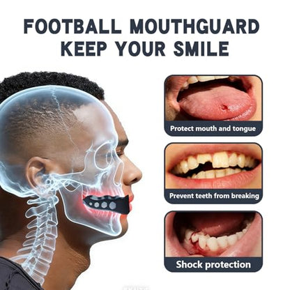 2 Pack Youth Football Mouth Guard with Strap and Case, Adults Sports Mouthguard Mouth Pieces for Football, Boxing, Basketball, Rugby, Hockey, Lacrosse, MMA, Wrestling, Soccer (Youth) - size: Youth