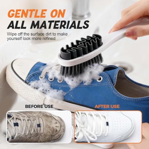 Suede Shoe Brush and Eraser,2 in 1 Scrub Suede Shoe Brush, Rubber Polish Eraser with Soft Plastic Bristles for Nubuck Cleaning (White Handle/1pcs) - color: White Handle/1pcs