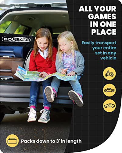 Boulder Sports All-in-One Pickleball & Badminton Set - Portable, Adjustable Net with Paddles & Rackets