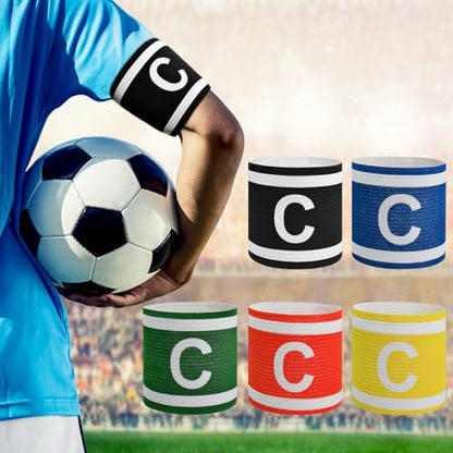 Unisex Captain Armband for Soccer Training, Adults & Youths Classic Captain ‘C' Arm Band Adjustable Elastic Captain Armbands Team Sports Accessories - color: Black