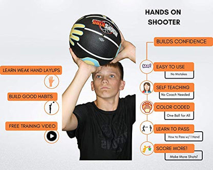 HOOPSKING Skill Shooter Basketball w/OnlineTraining Video, Basketball with Hand Placement - size: Youth 27.5"