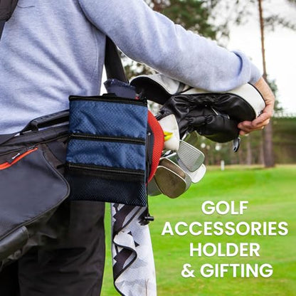 FINGER TEN Golf Pouch Bag for Valuables Tee Color with 4 Golf Pencil Pack, Zippered Pocket Gear Clip Hook to Bag - color: Blue Pouch Bag