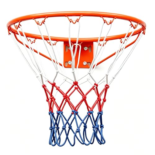 Rakon 18" Replacement Basketball Rim Wall Mount Hoop Hand-Crank Backboard Mounted for Indoor/Outdoor Classic Basketball Court, Teens, Adults, Schools, Parks - color: 18" Orange Solid