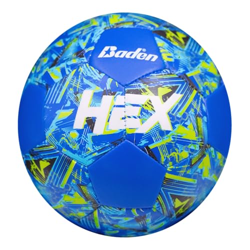 Baden | Hex | Soft Touch Mini 3-Pack | 4 inch Football, Soccer Ball, Football | Safe for Indoor Play | Blue/Lime