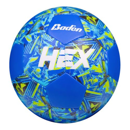 Baden | Hex | Soft Touch Mini 3-Pack | 4 inch Football, Soccer Ball, Football | Safe for Indoor Play | Blue/Lime