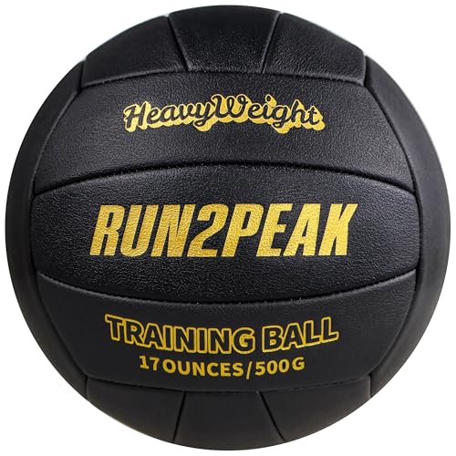 RUN2PEAK Heavy Weight Volleyball Ball Official Size 5 Setter Training Volleyballs PU Practice Volley Balls for Indoor Rebounder Equipment Setters Weighted Volleyball Setting Trainer - color: Golden/Black