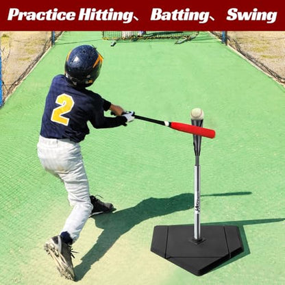 JASCOPRO Portable Baseball Batting Tee, Height Adjustable from 25-37 inch Hitting Tee for Baseball and Softball,Premium Baseball Tee with Rubber Top,Alumium Pole,Metal Base for Kids/Youths/Adults