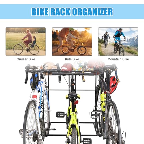Mythinglogic Garage Bike Storage Rack, Freestanding Organizer for Adult or Kids Bike, 3 Bicycle Holder for Indoor and Outdoor Use