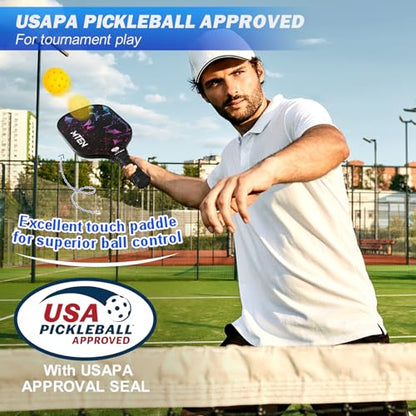 Pickleball Paddles Set of 2 or 4, or Single Paddle – USAPA Approved Fiberglass Surface Pickleball Rackets Set for Men & Women - color: Black*2
