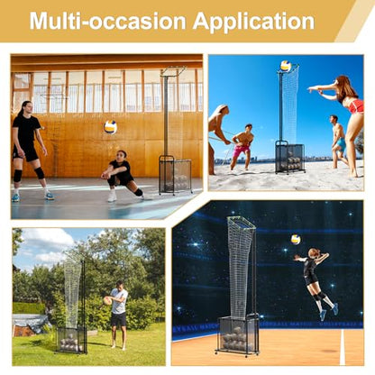 Volleyball Setter Training Equipment, Setting Trainer Net with Target Hoop, 5 Angles Adjustable, Height Adjustable for Serving Spiking Drills System with Ball Collection Bag