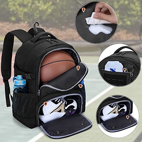 Basketball Bag, Soccer Backpack with Ball Compartment & Shoe Compartment for Basketball, Soccer, Volleyball Sports