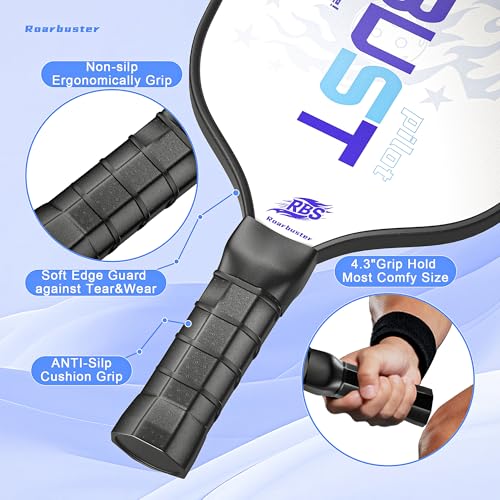 Pickleball Paddles Set of 2 or Single Option-Fiberglass or Carbon Fiber Face – Durable Solo Paddle or Complete Set with Balls & Carry Bag – Improved Spin & Precision - color: White-Fiberglass