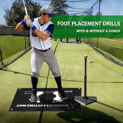 Baseball Training Mat, Baseball and Softball Batter Stance Hitting Mat, Improve Posture, Batting Mat with Toes Facing Place, Silent Anti-Skid, Baseball Training Equipment, 35.4 * 23.6 Inch - color: Black B