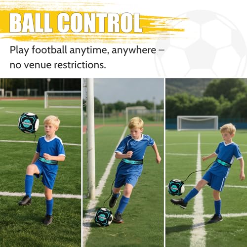 Soccer Trainer, Football Solo Practice Training Equipment Soccer Kick Juggling Trainer Improve Ball Control, Passing and Shooting Skills for Kids Adults Soccers Gear - color: Blue