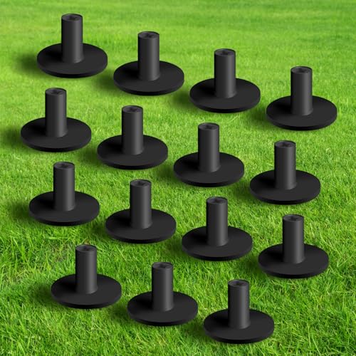 Amy Sport Rubber Golf Tees for Driving Range Value 15 Pack, 1.5’’ or 2.0’’ White/Black Holders for Hitting Mats Indoor Outdoors, Stable Height Control - color: Black 15 Pack All 1.5''