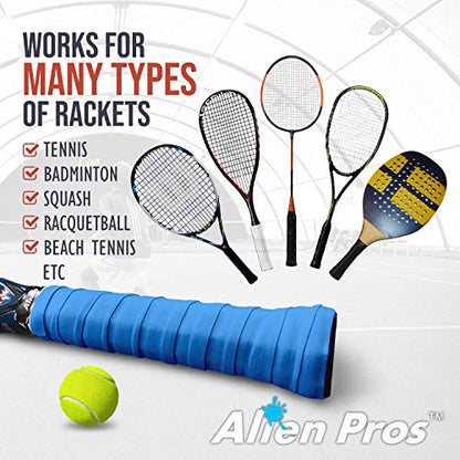 ALIEN PROS Tennis Racket Grip Tape - Precut and Dry Feel Tennis Grip - Tennis Overgrip Grip Tape Tennis Racket - Wrap Your Racquet for High Performance - color: 12-Pack Sky Blue