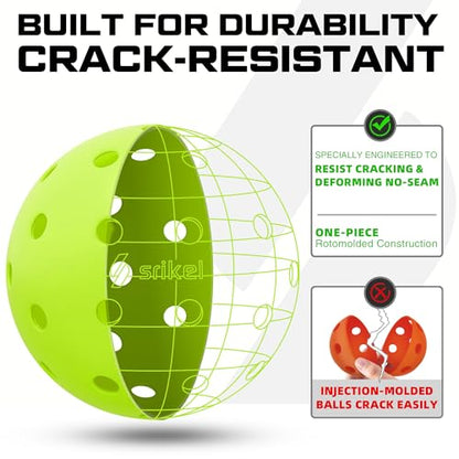 Pickleball Balls-USAPA Approved Outdoor/Indoor Pickleballs,Seamless Roto-Molded Design for Durability,Crack-Resistant 40-Hole Pickle Ball for Beginner Intermediate Pro Player,6/12/36/50/100Pack