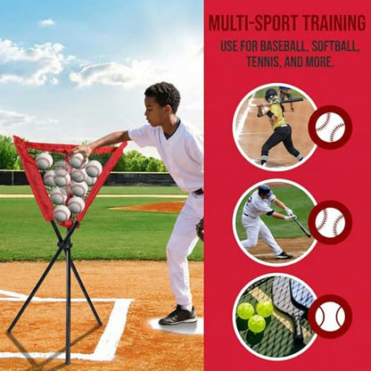 WIGERLON Baseball Caddy Softball Caddy，Pickleball Coddy Stand Tennis Balls Bucket Foldable and Portable, Easy to Install