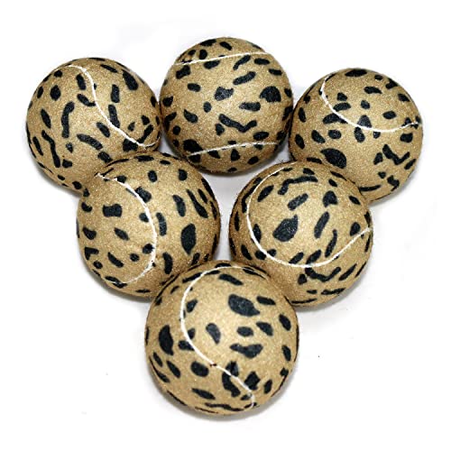 URBEST Tennis Ball 12 Packs Training Tennis Balls Practice Balls for Novice Player, Pet Dog Playing Balls with Mesh Carry Bag - color: Leopard print