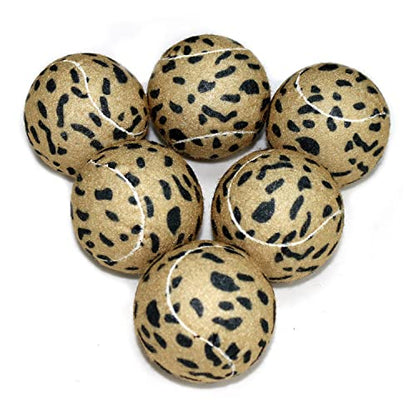 URBEST Tennis Ball 12 Packs Training Tennis Balls Practice Balls for Novice Player, Pet Dog Playing Balls with Mesh Carry Bag - color: Leopard print