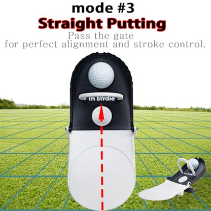 In birdie Putting Trainer – Indoor Golf Putting Aid with 3 Practice Modes (Uphill, Downhill, Straight) – Micro Target Design for Accuracy – Portable & Foldable Golf Training Equipment for Home, Office