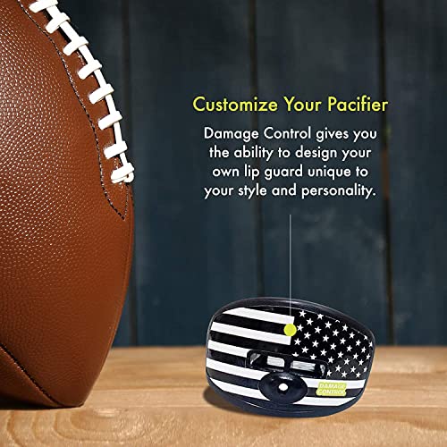 DAMAGE CONTROL Pacifier Mouthpiece – Football Mouthguard with Helmet Strap, Protects Teeth, Jaw & Mouth – Mouth Piece for Sports, No Boiling, Allows Airflow – Gear for Adults & Youth - color: Battle Flag