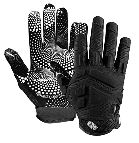 Seibertron Pro 3.0 Twelve Constellations Elite Ultra-Stick Football Receiver Gloves | Super Sticky Grip for Youth Kids Boys 8-12 Girls & Adult Men & Women, Perfect Sports Gift - color: Black Breathable, size: XS Youth