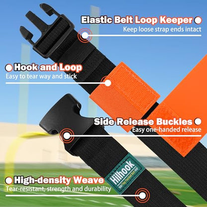 Flag Football Belts for Youth, Kids and Adults Sport Team Building and Competition Training - color: Orange