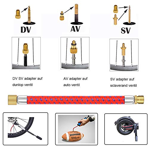 21PCS Brass Presta Schrader Valve Adapter Tools, Ball Pump Needle, Bike Tire Pump Accessories Fit for Gym Balloon Toy