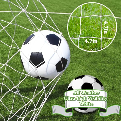 RAINFLOW Soccer Goal Net Replacement - 12x6 Ft Football Net for Kids Youth Adults Football Training Sports,Economy Replacement Soccer Nets for Backyards, Schools, Beaches (Include 15 Adhesive Straps)
