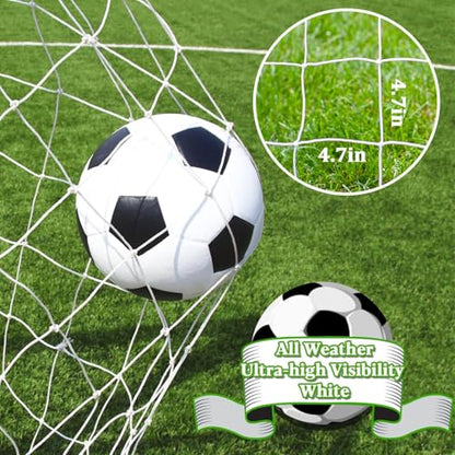 RAINFLOW Soccer Goal Net Replacement - 12x6 Ft Football Net for Kids Youth Adults Football Training Sports,Economy Replacement Soccer Nets for Backyards, Schools, Beaches (Include 15 Adhesive Straps)
