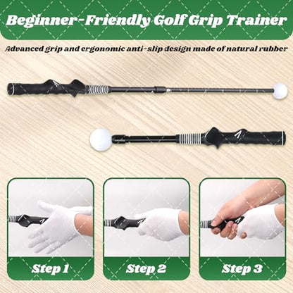 Retractable Golf Swing Trainer, Adjustable Lock Mechanism Golf Swing Training Aid, Tempo Training for Advanced/Beginner Players Golf Grip Trainer, for Right-Handed , Indoor/Outdoor，Golf Gifts for Men