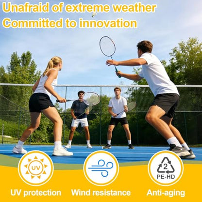 Badminton Net Replacement Only 20FT x 2.5FT – Outdoor Indoor Net with Reinforced Steel Cable, 1.8cm PE Mesh & 4 Tie Ropes, Portable Backyard Sports Net for Badminton, Volleyball & Pickleball
