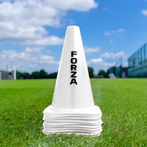 FORZA Large Training Cones - Pack of 10 with 3 Size Options for Optimal Training Sessions - color: White, size: 9 Inch, style: Pack of 10